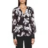 Calvin Klein Womens Printed Chiffon Blouse In Black