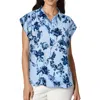 Calvin Klein Womens Printed Chiffon Button-down Top