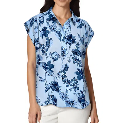 Calvin Klein Womens Printed Chiffon Button-down Top