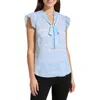Calvin Klein Womens Printed Chiffon Shell In Blue