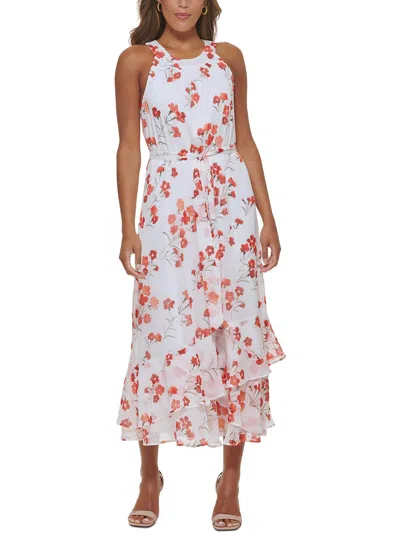 Calvin Klein Womens Printed Long Maxi Dress In Multi