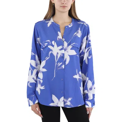 Calvin Klein Womens Printed Long Sleeves Blouse