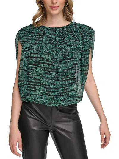 Calvin Klein Womens Printed Pullover Top In Green