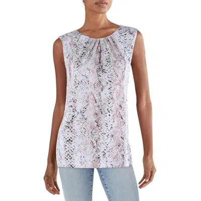 Calvin Klein Womens Printed Ruched Blouse In Multi