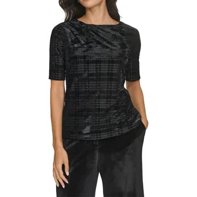 Calvin Klein Womens Printed Velvet Blouse In Black Multi