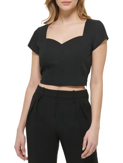 Calvin Klein Womens Pullover Cap Sleeve Cropped In Black