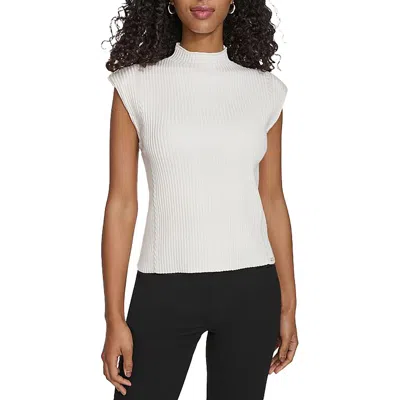Calvin Klein Womens Ribbed Knit Mock Neck Pullover Sweater In Pristine