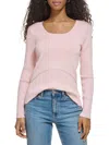 CALVIN KLEIN WOMENS RIBBED SCOOP NECK PULLOVER SWEATER