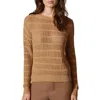 Calvin Klein Womens Ribbed Trim Crochet Pullover Sweater