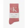 Calvin Klein Womens  Brand-monogram Ribbed Pack Of Two Cotton-blend Crew Socks In Rose Pink/white