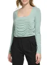 CALVIN KLEIN WOMENS RUCHED FRONT KNIT CROPPED