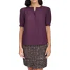 Calvin Klein Womens Puff Sleeve Solid Button-down Top In Purple