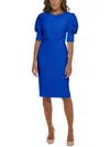 CALVIN KLEIN WOMENS RUCHED KNEE LENGTH MIDI DRESS