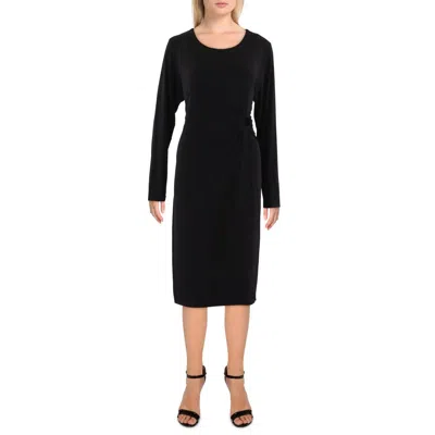 Calvin Klein Womens Ruched Long Sleeve Mini Dress In Black