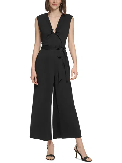 Calvin Klein Womens Ruched Polyester Jumpsuit In Black