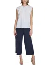 Calvin Klein Womens Ruffled Cap Sleeve Blouse In White
