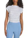 Calvin Klein Women's Printed Mock Neck Cap Sleeve Top In Blue