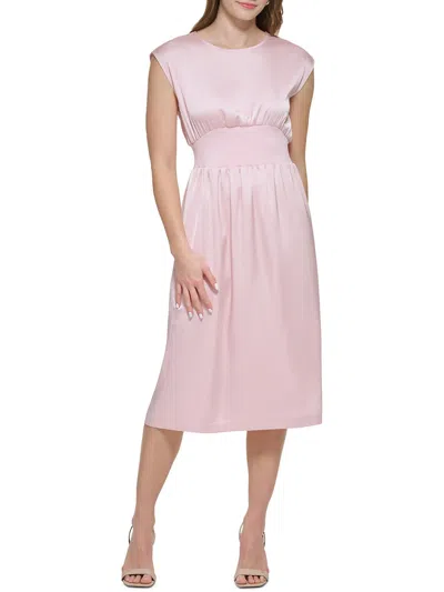 Calvin Klein Womens Satin Sleeveless Midi Dress In Pink