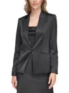 Shop Calvin Klein Womens Satin Suit Separate One-button Blazer In Black