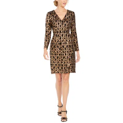 Calvin Klein Womens Sequined Knee-length Cocktail And Party Dress In Black