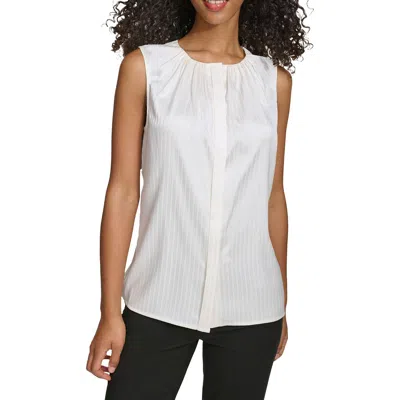 Calvin Klein Womens Shadow Stripe Polyester Blouse In Pristine