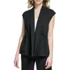 Calvin Klein Womens Shawl Collar Sleeveless Open-front Blazer In Black