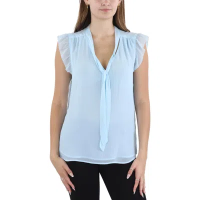 Calvin Klein Womens Sheer Ruffled Cap Sleeve Blouse