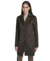 Calvin Klein Womens Single-breasted Wool Blend Coat In Black