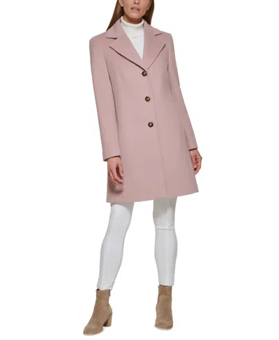 Calvin Klein Womens Single-breasted Wool Blend Coat In Pink