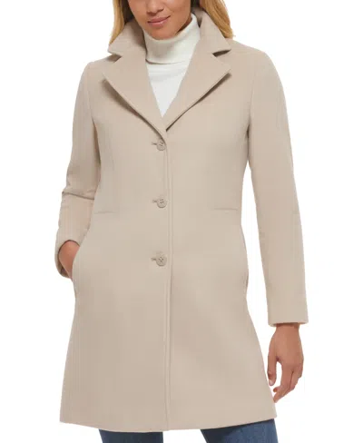 Calvin Klein Womens Single-breasted Wool Blend Coat In Gray