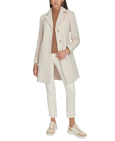 Calvin Klein Womens Single-breasted Wool Blend Coat In Nude