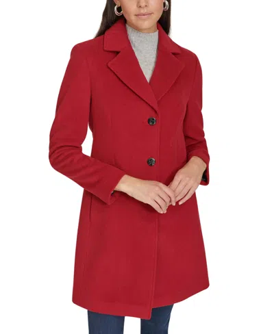 Calvin Klein Womens Single breasted Wool Blend Coat In Red Velvet ModeSens