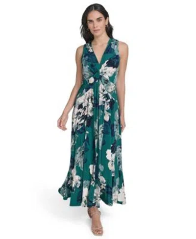 Calvin Klein Womens Sleeveless Jersey Fit Flare Midi Dress 0p 16 In Green