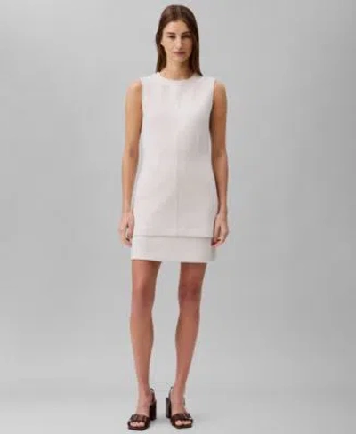 Calvin Klein Womens Sleeveless Tailored Knit Tunic Miniskirt In Turtledove