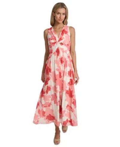 Calvin Klein Womens Sleeveless Twist Front Dress In Multi