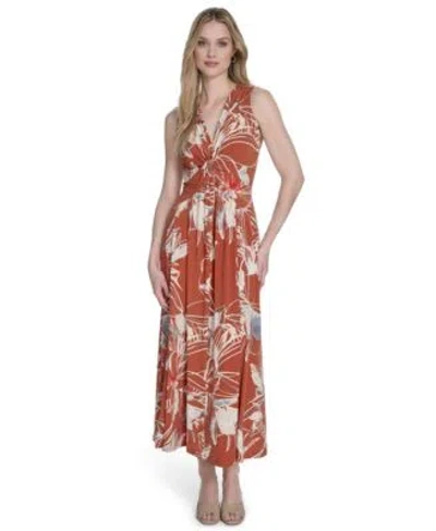 Calvin Klein Womens Sleeveless V Neck A Line Dress 0p 16 In Multi
