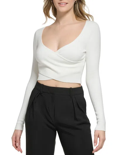 Calvin Klein Womens Slim Fit Crop Pullover Sweater In Beige