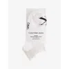 Calvin Klein Womens White Sneaker Brand-print Pack Of Two Stretch-cotton Blend Socks Eur 35-38/2-5 Uk
