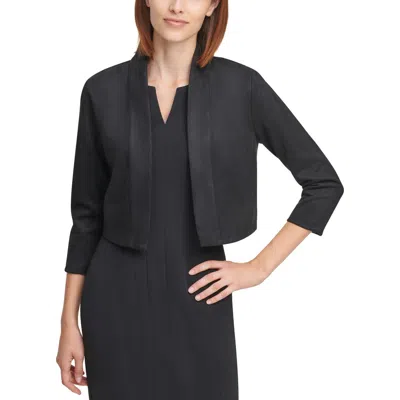 Calvin Klein Womens Solid Faux Suede Bolero In Black