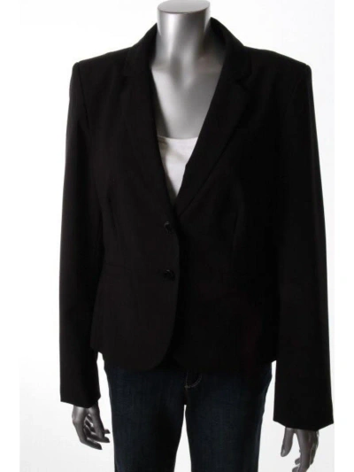 Calvin Klein Womens Solid Long Sleeves Two-button Blazer In Black