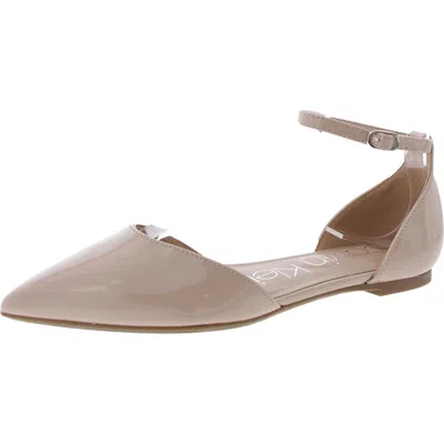 Calvin Klein Womens Solid Man Made Ankle Strap In Beige