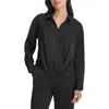 Calvin Klein Women's Faux-wrap Collared Shirt In Black