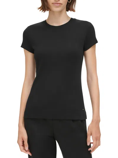 Calvin Klein Womens Solid Short Sleeve T-shirt In Black