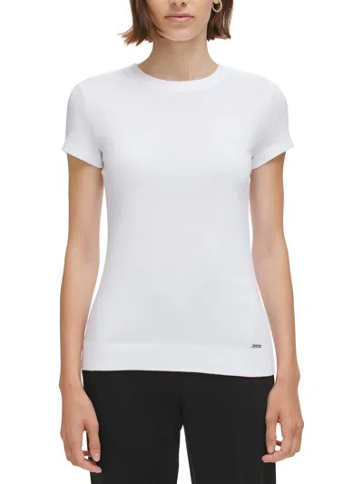 Calvin Klein Womens Solid Short Sleeve T-shirt In White