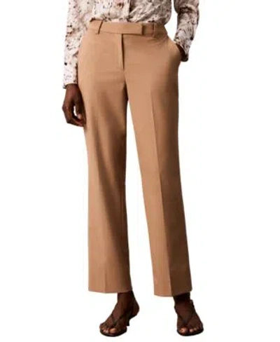 Calvin Klein Womens Straight Leg Ankle Pants In Nude