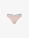 Calvin Klein Womens Subdued Modern Branded Stretch-lace Thong In Subdued