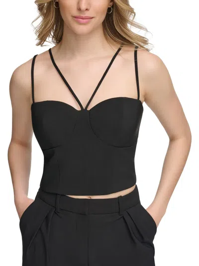 Calvin Klein Womens Sweetheart Neck Corset Cropped In Black