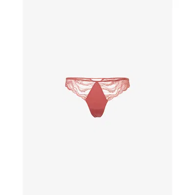 Calvin Klein Womens Sensual Stretch-lace Thong Terrazzo Xl