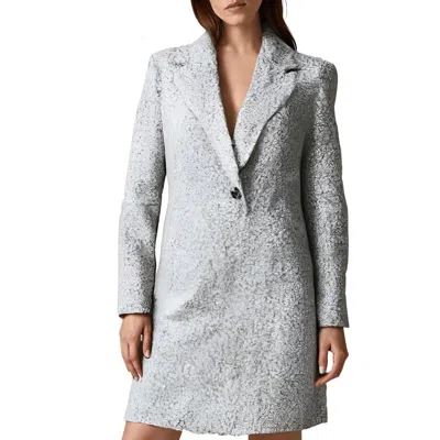Calvin Klein Womens Textured Long Sleeve Teddy Coat In Gray