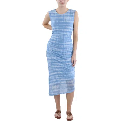 Calvin Klein Womens Tie-dye Sleeveless Sheath Dress In Bayou White
